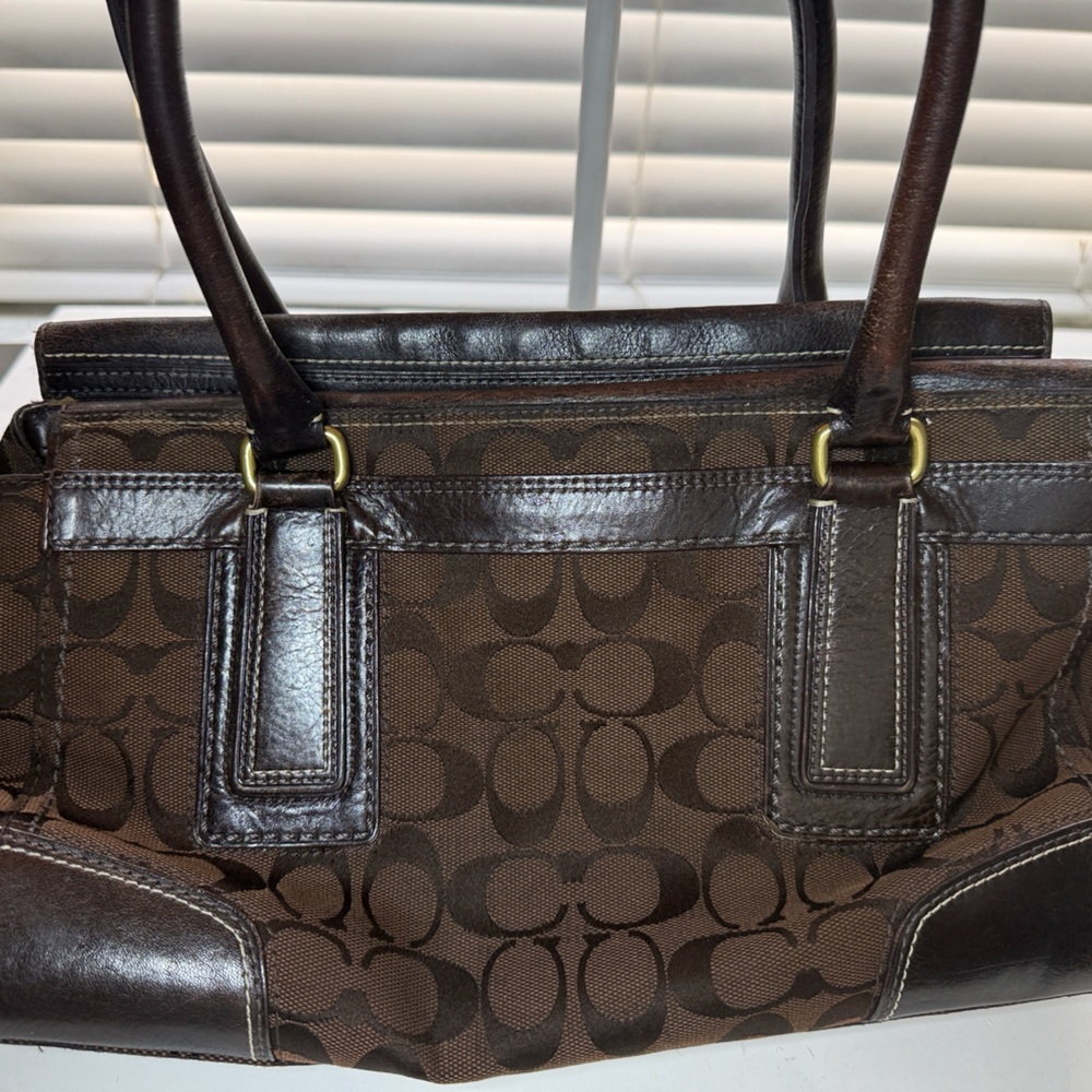 Coach Hampton YK2 bag purse shoulder handbag brown logo C - Picture 4 of 14